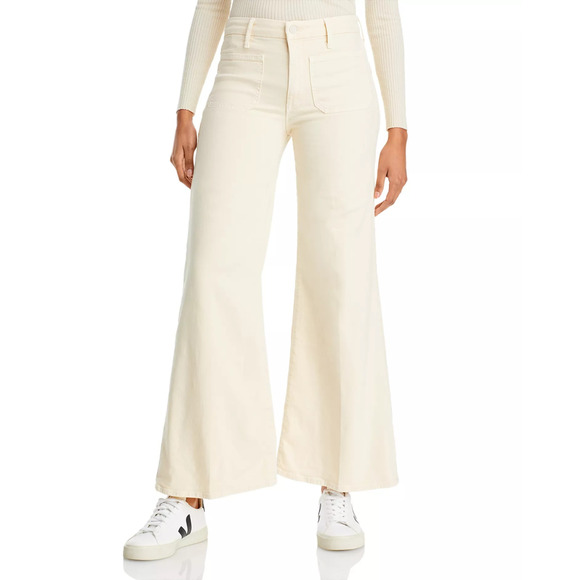MOTHER Chalk The Patch Pocket Roller Skimp Jeans Size 29 $248 Chalk Wide Leg